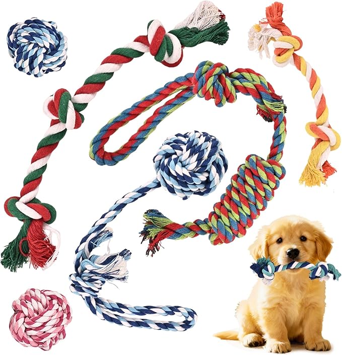 Dog Rope Toys 7 Pack - Puppy Teething Toys for Small Dogs - Durable Dog Chew Toys for Aggressive Chewers - Interactive Tug of War Toys for Boredom & Teeth Cleaning