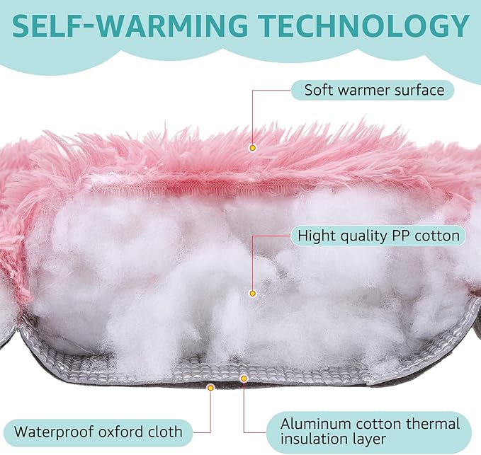 SCENEREAL Self Warming Cat Bed, Heated Cat Bed Mat for Cats Small Dogs, 2 in 1 Soft Plush, Washable Pet Pad for Indoor Outdoor Kitten Puppy, Navy Blue 20x24