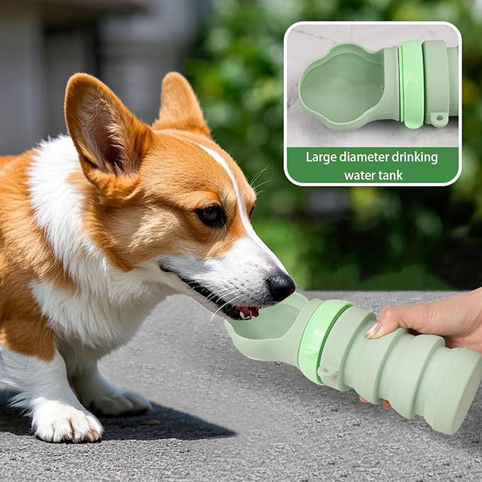 1. 400ml Leakproof Dog Water Bottle Portable Outdoor Travel Drinking Dispenser with Silicone Bowl for Pets Portable Pet Water Dispenser