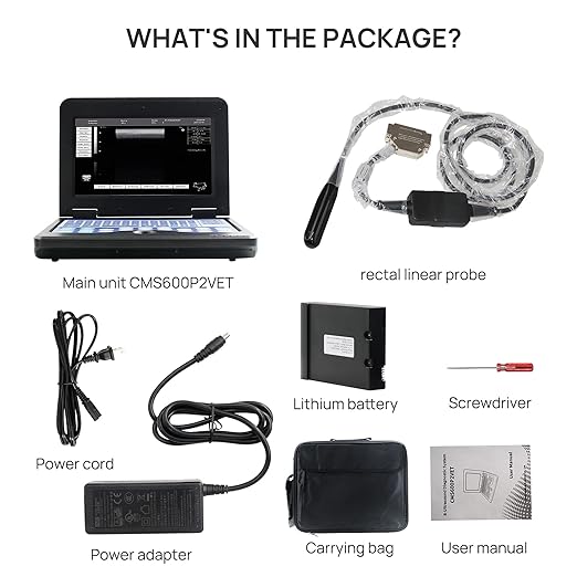 CONTEC CMS600P2 Vet Veterinary use Portable Laptop B-Ultra Sound Scanner Machine for Horse/Equine/Cow/Sheep use (Rectal Linear Probe)
