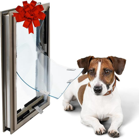 Elbert Mountain Pet Door - Door Model | Cat & Dog Door | Energy-Efficient Single Vinyl Flaps | Locking Security Cover | Reinforced Aluminum Frame