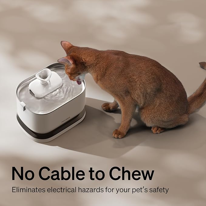 PETLIBRO Cat Water Fountain, Cordless Pet Water Fountain Battery Operated, 2.5L/84oz Dockstream Water Fountains for Cats Indoor, Cat Fountain with Stainless Steel Tray, Easy to Clean BPA-Free