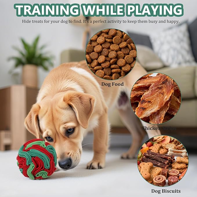 Snuffle Ball for Dogs - Interactive Dog Toys to Keep Them Busy, Dog Puzzle Toy with Soft Fabric for Small, Medium, Large Dogs Daily Companionship, Training Reward Gift