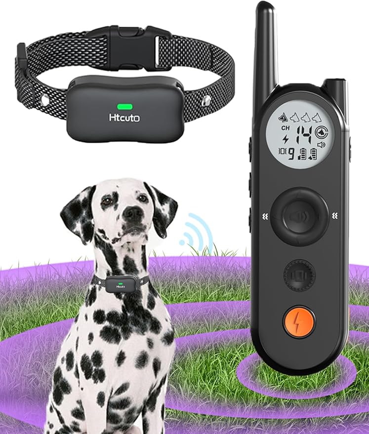 Wireless Dog Fence & Electronic Training Collar 2 in 1, 3500FT Wireless Fence, 6100FT Remote Training, IPX7 Waterproof Collar 185 Days Rechargeable Battery