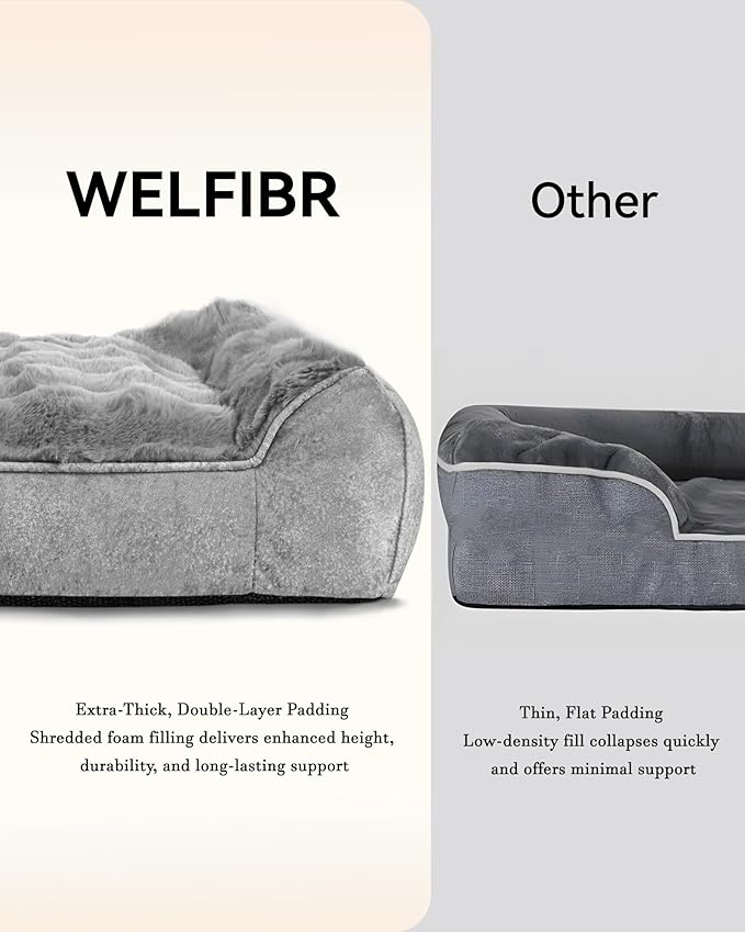 Orthopedic Dogs Bed Medium Size Dog, Comfort Pet Couch with Sides, Non-Slip Bottom, Supportive Foam Medium Dog Beds with Washable Removable Cover, Grey, 35"