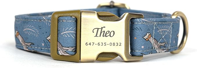 Personalized Dog Collar with Name and Phone Number Engraved,Adjustable Custom Puppy Collar,Organic Cotton Pet Collar for Small Medium Large Boy Girl Dogs