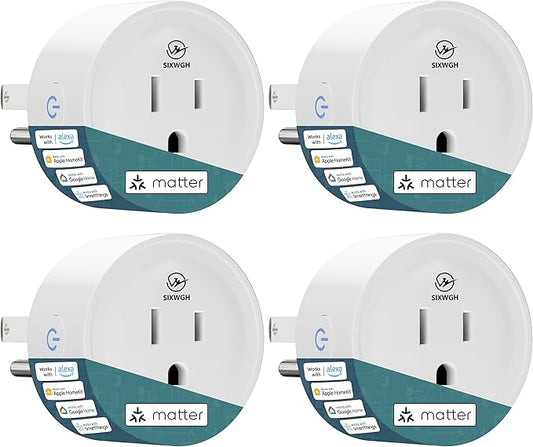 Smart Plug, Matter Compatible, Matter Hub Required, Easy Setup(FFS:Frustration-Free Setup), Work with Alexa, Google Home, Apple HomeKit(Siri)& SmartThings, 2.4 GHz Wi-Fi only (4 Pack)