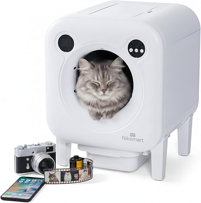 Automatic Litter Box 75L Extra Large Capacity for Multiple Cats - Self-Cleaning Litter Box with Camera, Intelligent Exhaust System, Safety Sensors and App Control for Your Smart Home