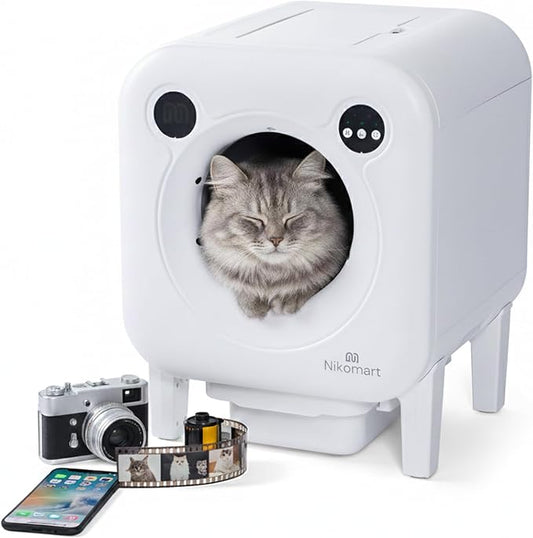 Automatic Litter Box 75L Extra Large Capacity for Multiple Cats - Self-Cleaning Litter Box with Camera, Intelligent Exhaust System, Safety Sensors and App Control for Your Smart Home