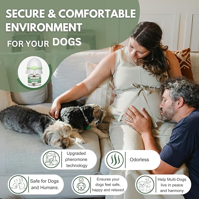 8-in-1 Dog Calming Pheromone Diffuser Kit – Pet Stress Support (2 Plug-Ins & 6x48ml Refills), Calming Diffuser for Dog During Thunderstorms, Travel, Separation, Fireworks & Vet Visits, 180-Day Supply