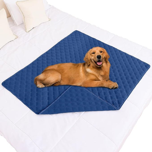 Smiry Waterproof Dog Bed Cover Pet Blanket, Soft Washable Dog Blanket for Furniture Bed Couch Sofa Reversible, Checkered (40"x50", Navy/Navy)