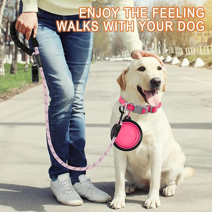 BARKBAY Dog Leashes for Large Dogs Heavy Duty Dog Leash 4/5/6 FT with Comfortable Padded Handle and Highly Reflective Threads for Medium Large Dogs Walking Training Running (4FT-1/2,Baby Pink)