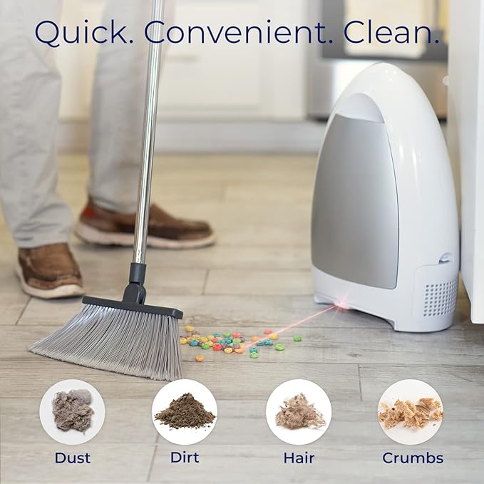 EyeVac Home Touchless Vacuum Automatic Dustpan - Great for Sweeping Pet Hair Food Dirt Kitchen - Ultra Fast & Powerful, No More Bending Down, Bagless, Corded, Automatic Sensors, 1000 Watt (White)