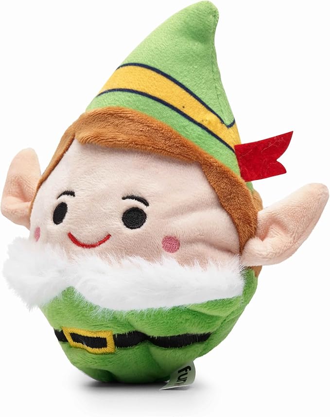 Flourish Pets 2 in 1 Christmas Multi-Layer Chew Toy for Active Dogs | Non-Toxic BPA Free Double Stitched Soft Fabric and Long-Lasting Dog Plush Toys - Elf 3.5"