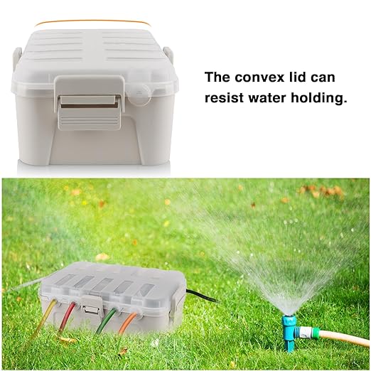 Flemoon Outdoor Electrical Box with Transparent Lid, IP54 Waterproof Electrical Box Outdoor, Large Weatherproof Extension Cord Cover with Clear Cover for Photocell Light Sensor Timer, Outlet, Almond