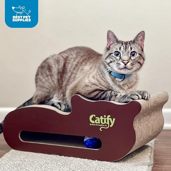 Best Pet Supplies Catify Cat Scratcher, Fun Interactive Scratchers, Posts, Poles, Claw Safe, Furniture Saver Indoor Play Support Natural Cat Behaviors Heavy Duty - Cat-Shape