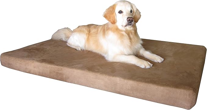 Dogbed4less Jumbo Orthopedic Memory Foam Dog Bed for Large Dogs, Washable Durable Cover, Waterproof Liner and Extra Pet Bed Case, 55"X47"X4", Brown