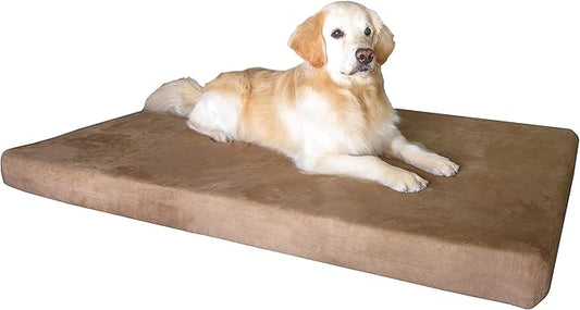 Dogbed4less Jumbo Orthopedic Memory Foam Dog Bed for Large Dogs, Washable Durable Cover, Waterproof Liner and Extra Pet Bed Case, 55"X47"X4", Brown