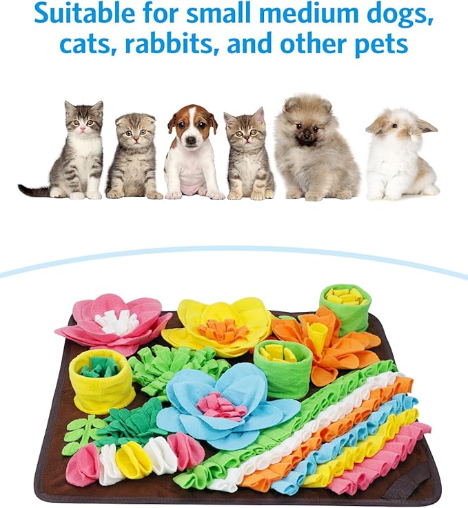 AMIR Snuffle Mat for Dogs, Sniff Mat Slow Feeding, Encourages Natural Foraging Skills, Slow Eating, Help Stress Relief and Training, Large Snuffle Mat, Dog Puzzle Toys, 20 inch Brown