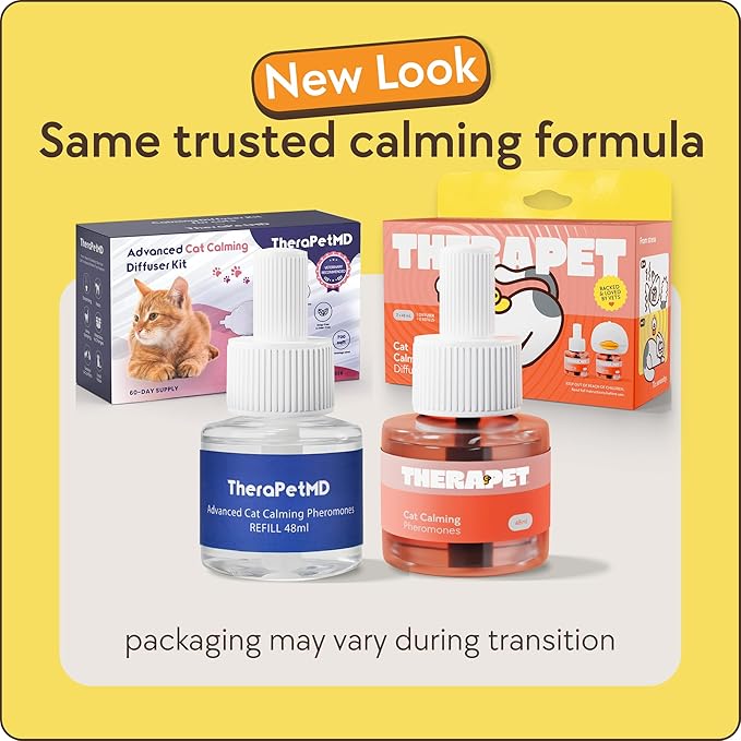 TherapetMD 2-Pack 120-Days Cat Calming Diffuser Kits - Dual-Pheromone Cat Diffusers for Stress, Pee Spraying, Fighting, Excessive Meowing & Scratching – Includes 2 Diffusers + 120-Days Refills
