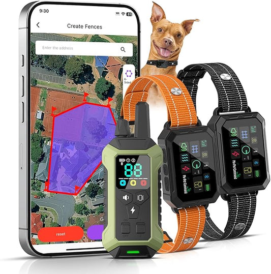 My Pet Command GPS Fence, No Subscription Wireless Dog Fence with APP, 6-Sided or Circular Fences, Tone, Vibration, Correction, Shock, Waterproof Rechargeable Collar