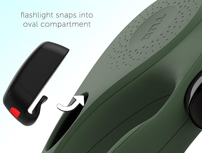 TUG Oval 360° Tangle-Free Retractable Dog Leash | Flashlight Included | Integrated Waste Bag Dispenser Pocket (Large, Green)