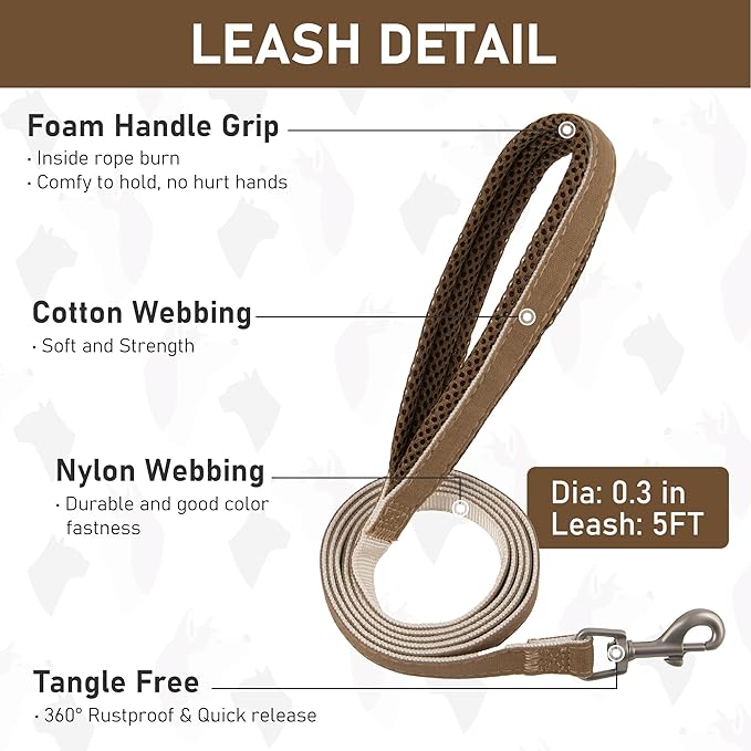 GAMUDA Small Pet Harness Collar and Leash Set, Step in No Chock No Pull Linen Fabric Soft Mesh Dog Vest Harnesses Reflective for Dogs Puppy Cats Kitten Rabbit (Brown, L)