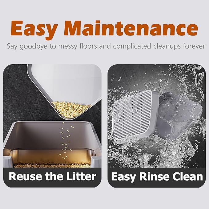 SpaceTime Elevated Cat Litter Mat for Litter Box,Trapping Litter Ramp/Steps for Floor Indoor,Washable Easy Cleaning Cat Pad with Filter Function,Suitable for Kitty & Senior Cats (Light Grey)