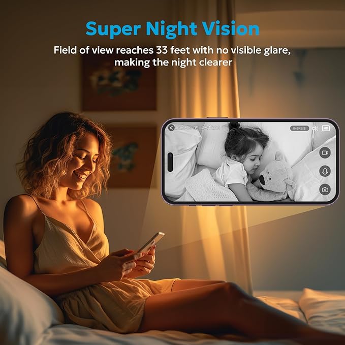 owltron Indoor Security Camera, 2K Cameras for Home Security with Motion Detection, Pet Cam & Baby Monitor with Night Vision, 2.4 GHz WiFi Two-Way Talk, Cloud/SD Storage, Compatible with Alexa