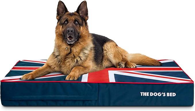 The Dog’s Bed Orthopedic Memory Foam Dog Bed, XL Blue & Red Trim UK Center Flag, Pain Relief for Arthritis, Hip & Elbow Dysplasia, Post Surgery, Supportive, Calming, Veterinary Approved