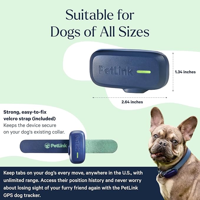 PetLink GPS Dog Tracker - Real-time Pet Tracker Collar - Waterproof Dog GPS Tracker with Virtual Fence