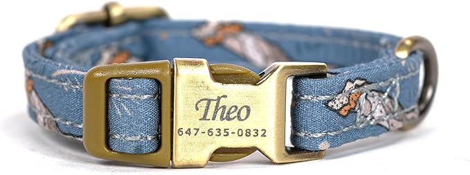 Personalized Dog Collar with Name and Phone Number Engraved,Adjustable Custom Puppy Collar,Organic Cotton Pet Collar for Small Medium Large Boy Girl Dogs