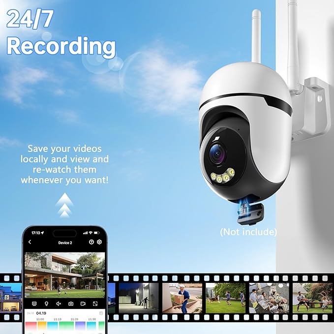 Security Camera Outdoor Wired,5GHz WiFi Camera for Home Security,360°View Two-Way Audio,AI Detection,2K Color Night Vision,Cloud & SD Card,24/7 Continuous Recording,Integrated AI 911 Emergency Alarm