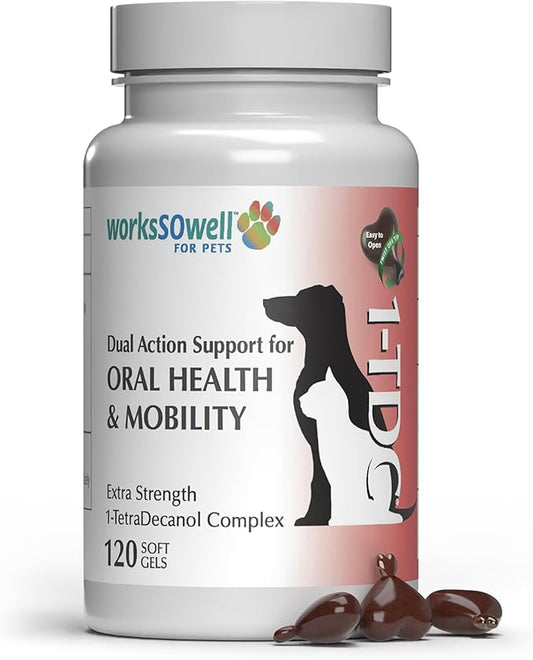 1TDC WorksSoWell Dual Action Joint Supplement For Dogs & Cats - Hip And Joint Supplement For Large Breed & Small Breed - Also Great For Oral Health - Muscle & Stamina Recovery & Arthritis - 120ct