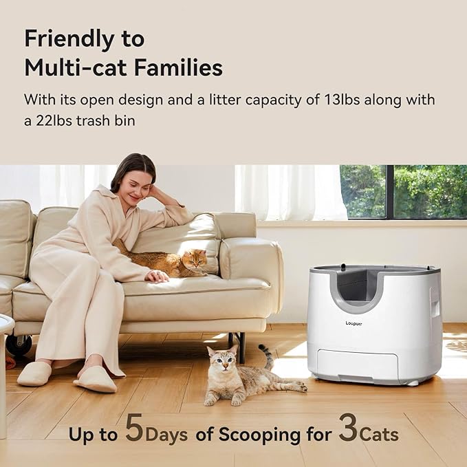 L1 Open-Top Automatic Cat Litter Box Self-Cleaning, Easy Maintenance with Multi Safety Sensors, Large Capacity, Includes Trash Bags (2026 Upgraded Model)