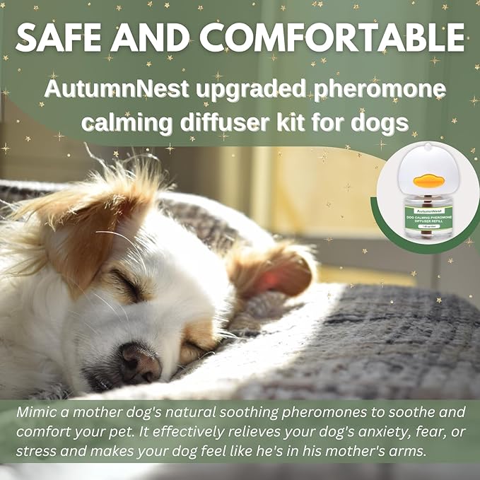 8-in-1 Calming Diffuser for Dog – Pheromone-Based Dog Anxiety Relief, 2 Plug-Ins & 6 Refills for 180-Day Stress Support – Helps Promote Calm Behavior, Safe & Non-Toxic, Anxiety Relief for Dogs