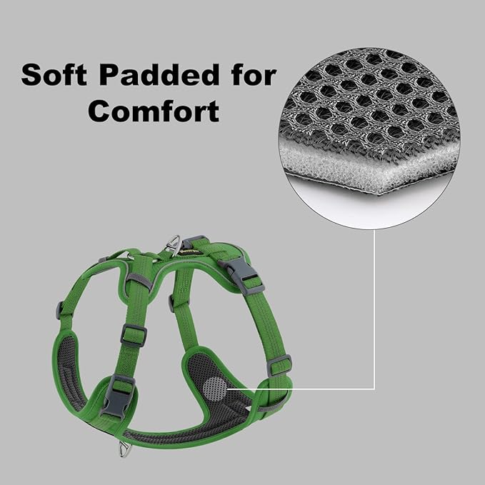 Plutus Pet No Pull Dog Harness, Release at Neck, Soft Padded, Reflective Adjustable Dog Vest Harness for Small, Medium, Large Dogs(Green, L)