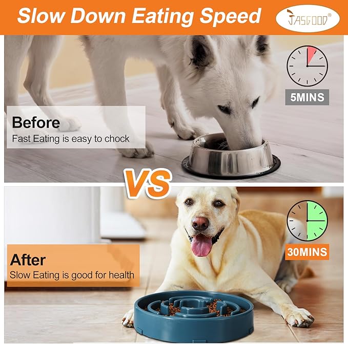 Slow Feeder Dog Bowls for Large Dogs Anti-Chocking Slower Feeder Dog Puzzle Bowl Pet Slow Eating Interactive Bloat Stop Dog Food Bowl JASGOOD,Ink Blue,Large
