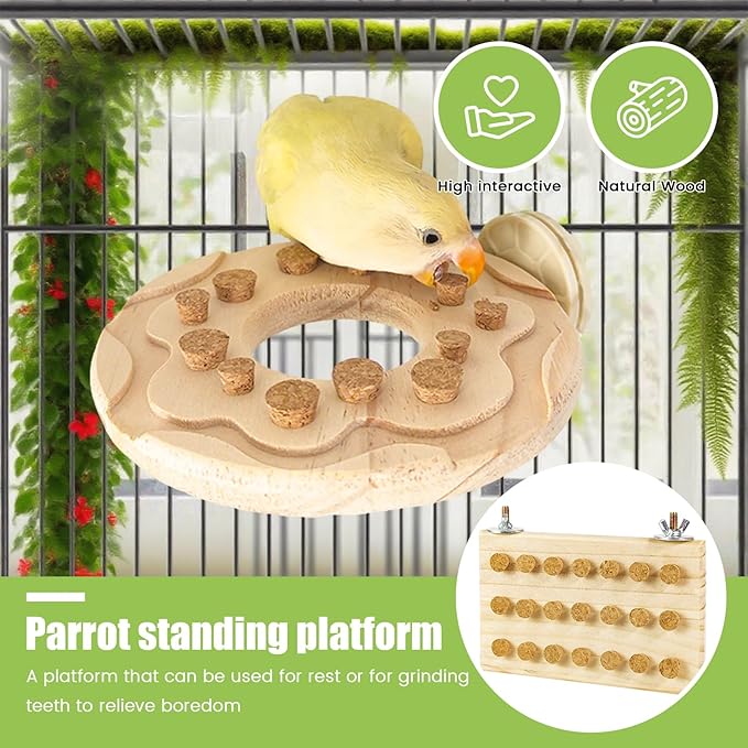 Wooden Bird Chew Toy, Parrot Biting Toys, Foraging Training, Relieve Boredom & Anxiety, Bird Cage Accessories, for Small Parakeets, Conures, Macaws, Budgies, Finches, TTQ N