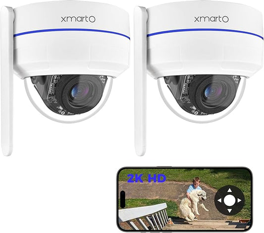 xmartO [2-Pack AI Tracking Ceiling CAM 2K HD Metal Dome PTZ Wireless Security Camera with Automatic Tracking, 2-Way Audio and Night Vision (Standalone WiFi Camera, NOT add-on CAM to NVR)