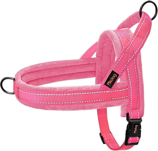 Didog No Pull Dog Harness with Soft Flannel Padded,Reflective & Quick Fit Light Weight Dog Strap Vest Harness,Easy for Walking Training for Small & Medium and Large Dogs(Pink,S)
