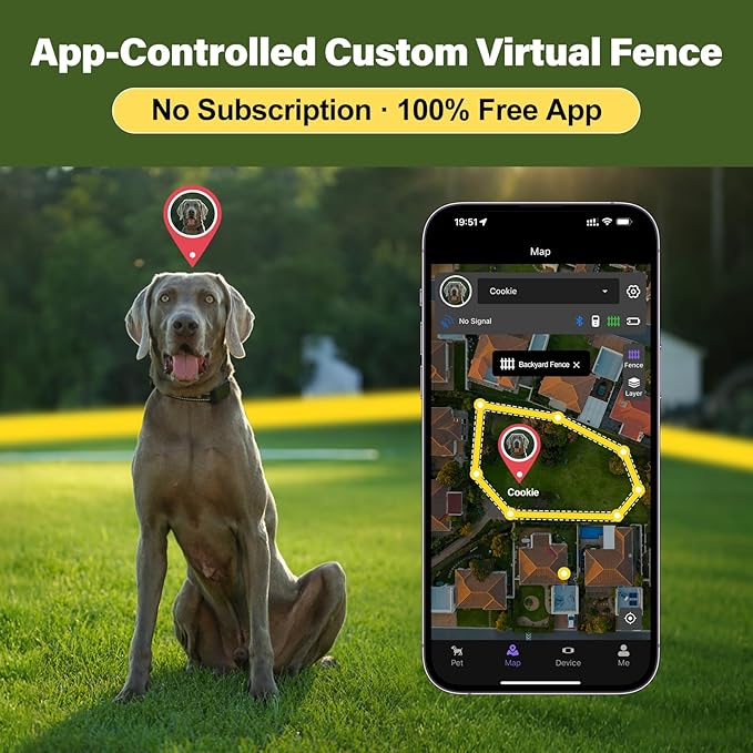 GPS Wireless Dog Fence System - Electric Training Collar with Free App for Dogs (Black)