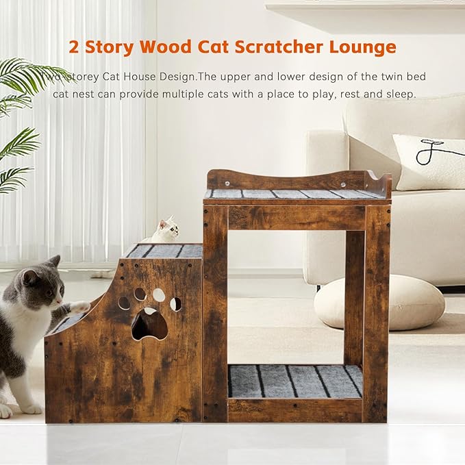 Pet Window Perch with Stairs, Super Large Pet Bunk Bed for Cats, Multi-Level Pet Seat Platform with Mats, Pet Bed Couch with Drawers for Bedside(Large)