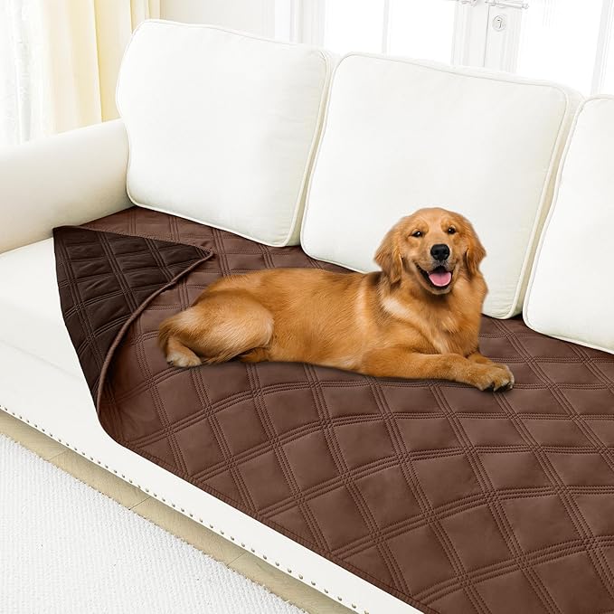 Smiry Waterproof Dog Bed Cover Blanket 40x70, Soft Reversible Pet Blanket, Washable Leakproof Cats Dogs Couch Cover for Sofa, Couch, Furniture, Lattice, Brown/Chocolate