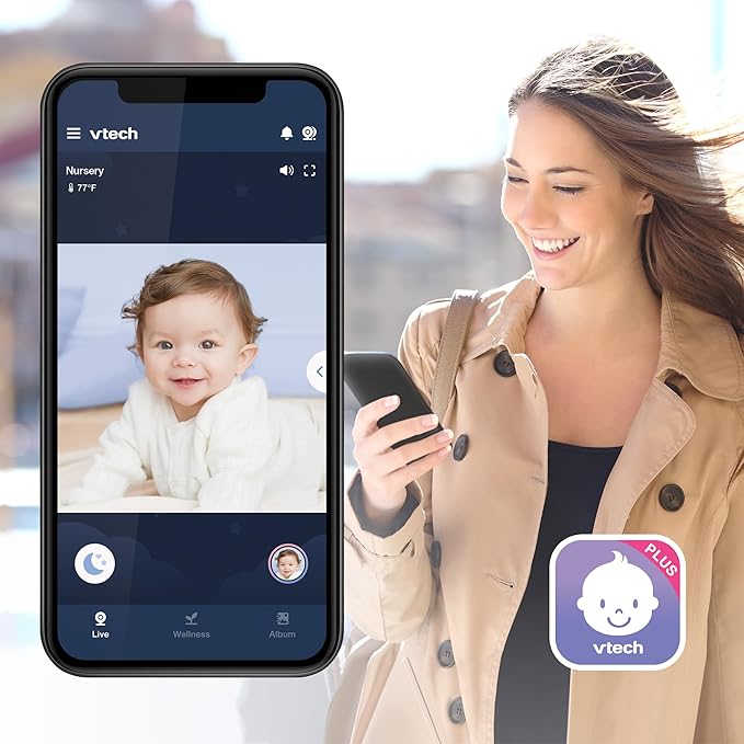 VTech Upgraded Smart WiFi Baby Monitor, 1080p FHD Camera and 5" HD IPS Display, Free App with Motion Video, Sound/Motion Detection and Notifications, Fully Remote Pan-Tilt-Zoom: VM901