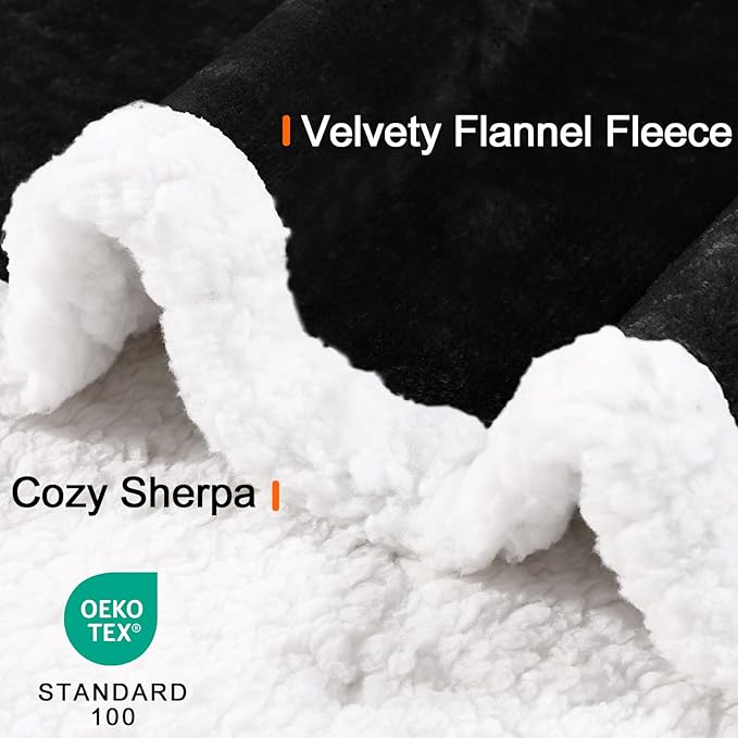 Smiry Waterproof Blanket Throw for Large Dogs, Soft Reversible Dog Blanket for Sofa Couch Bed, Washable Leakproof Sherpa Fleece Furniture Couch Protector(60"x80", Black/White)