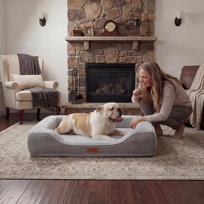 Cooling Dog Beds for Medium Large Dogs with Removable Washable Covers,Rectangle Orthopedic Sofa Bed with Cool Gel Memory Foam and Egg Crate Foam Waterproof fit Old Large Sized Pets
