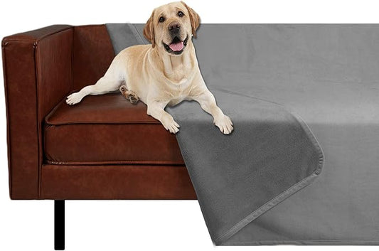 Ameritex Pet Bed Blanket Reversible 100% Waterproof Velvet Super Soft for Sofa and Bed (68x82 Inches, Light Grey+Grey)