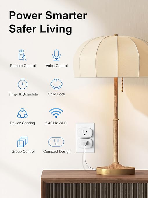 Smart Plug, Smart Plugs That Work with Alexa & Google Home, Smart Outlet with Retome Control, Timer & Schedule, WiFi Outlet for Home, No Hub Required, 2.4GHz Wi-Fi Only, 4 Pack