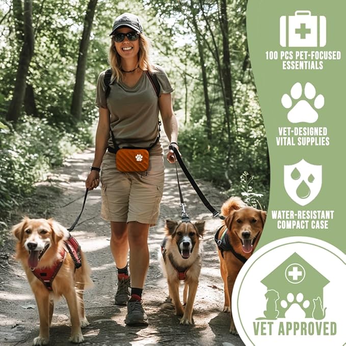 EVERLIT Pet Medic First Aid Kit | 95 Pcs Vet-Approved Medical, Outdoor & Emergency Supplies for Dogs, Cats, Animal Care | Travel-Friendly Compact Bag for Home, Car and Travel (Raven Black)